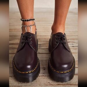 Dr. Martens 1461 Quad Platform Shoes In Burgundy Size 9